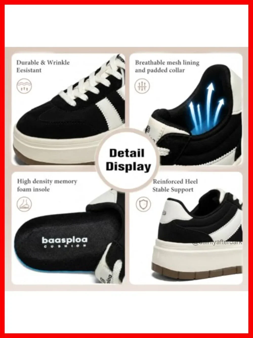Women's Platform Fashion Sneakers Chunky Tennis Shoes Faux Leather Memory Foam